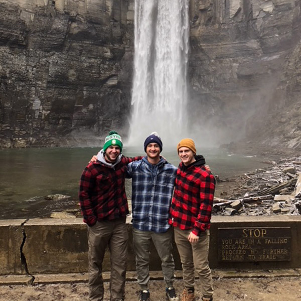 Taylor Dombach With Friends at a Waterfall